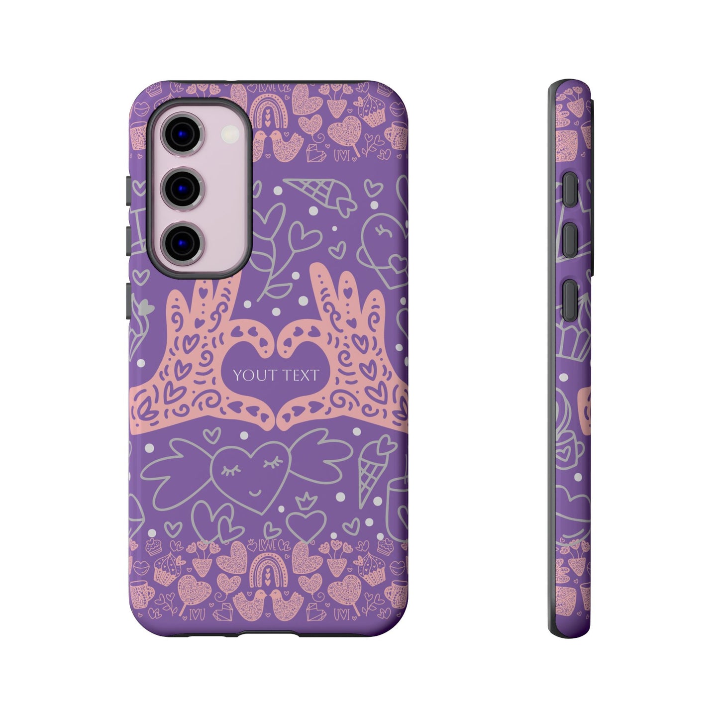 Colorful Heart Pattern Phone Case - Customizable Tough Case