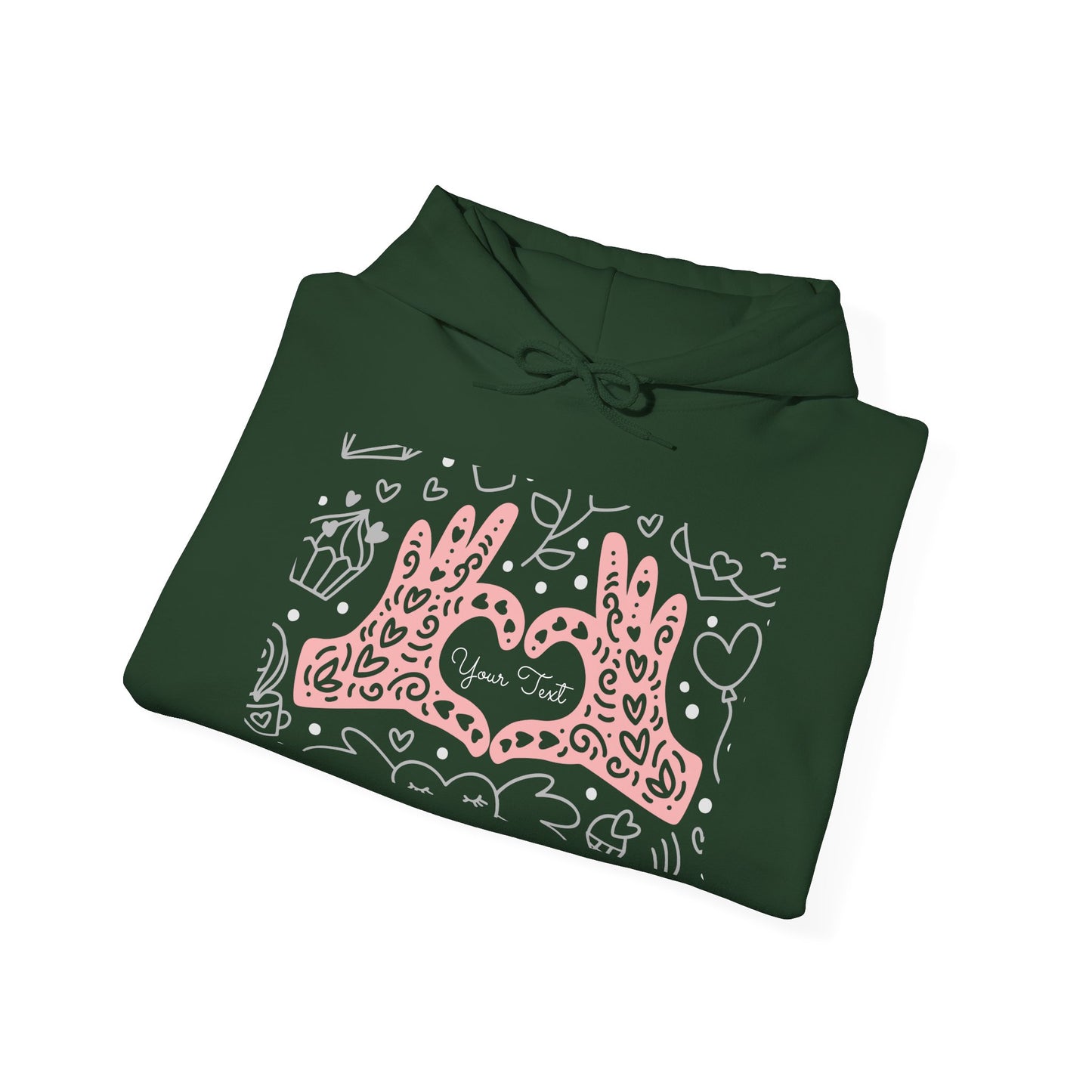 Love Hands Unisex Hooded Sweatshirt - Cozy & Cute for Couples and Friends