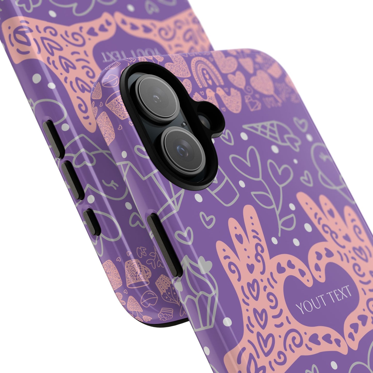 Colorful Heart Pattern Phone Case - Customizable Tough Case