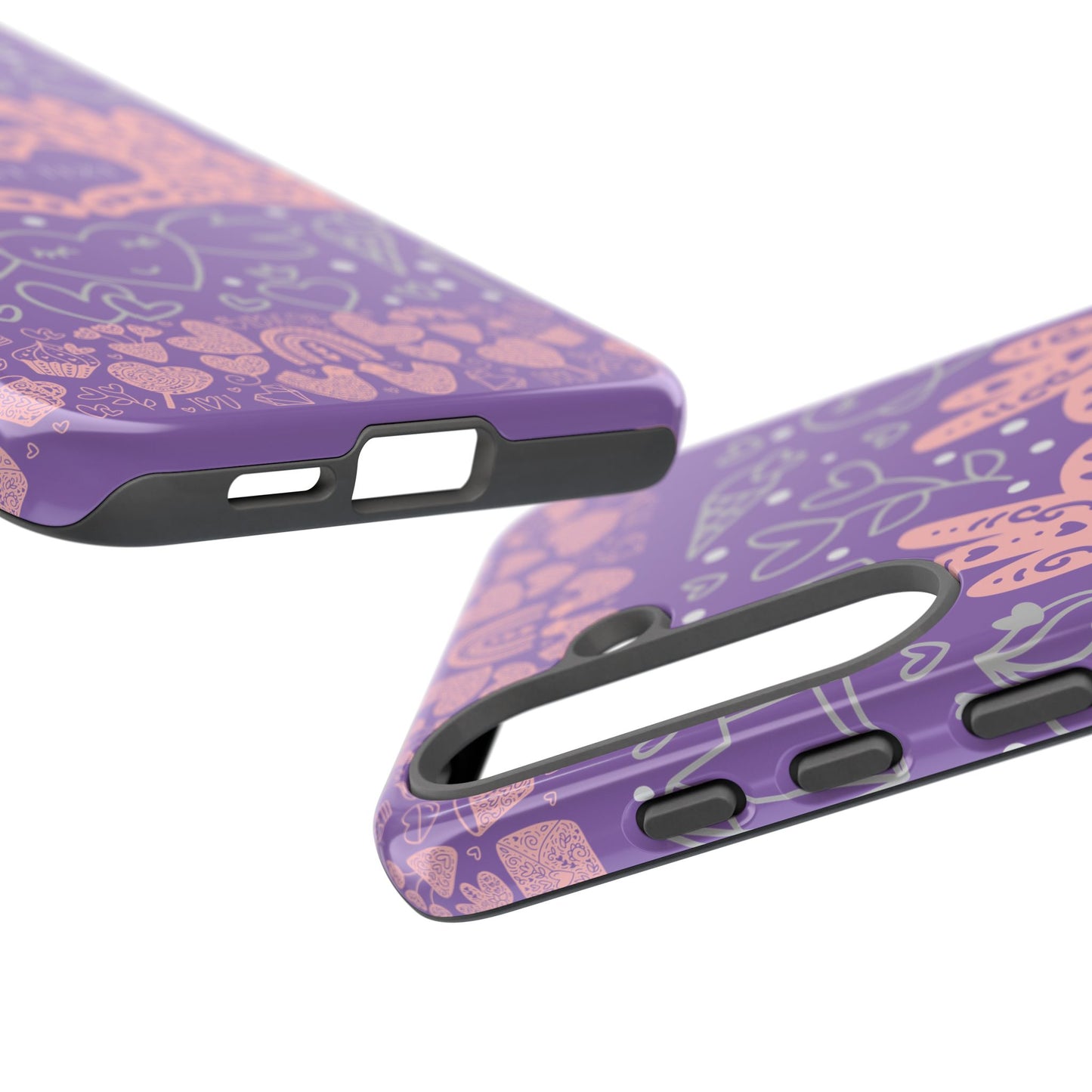 Colorful Heart Pattern Phone Case - Customizable Tough Case