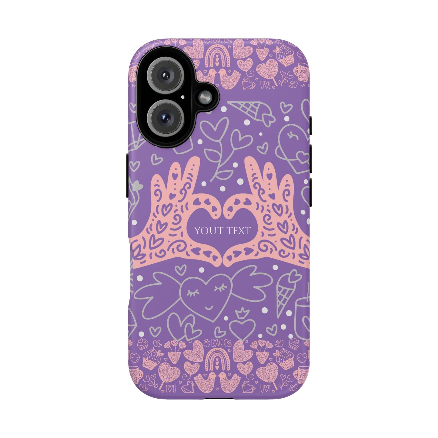Colorful Heart Pattern Phone Case - Customizable Tough Case