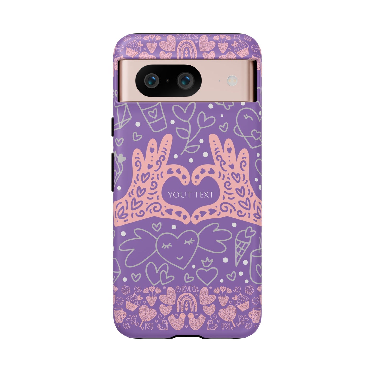 Colorful Heart Pattern Phone Case - Customizable Tough Case