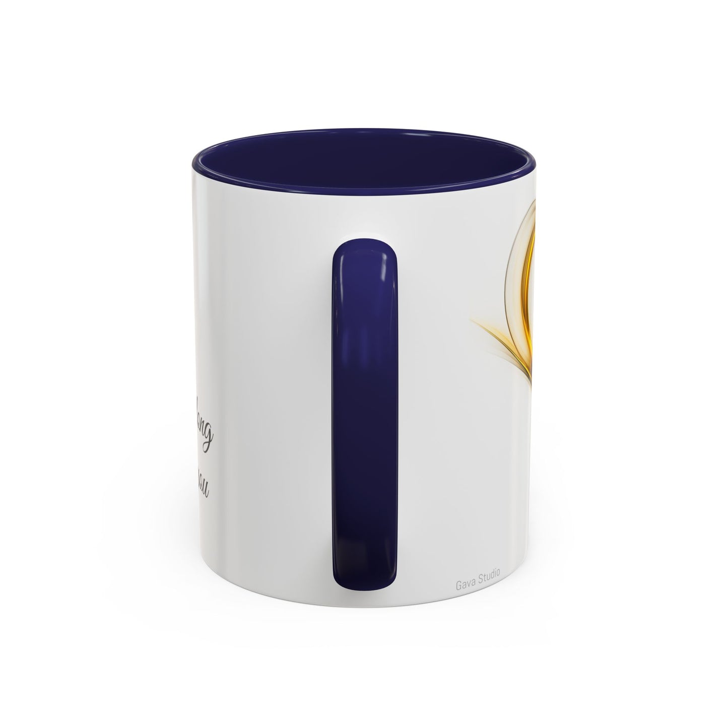 Coffee Mug - Modern Abstract Golden Heart Design - Romantic Gift for Love One