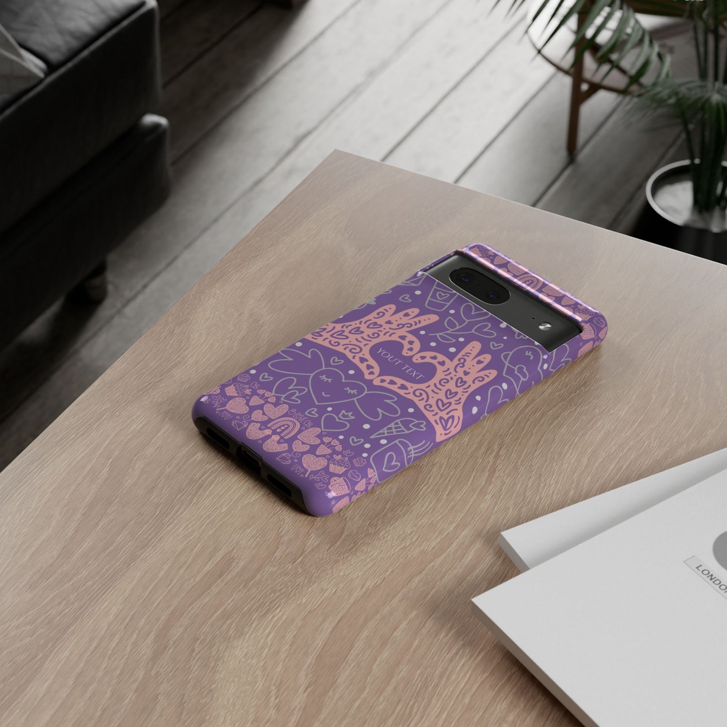 Colorful Heart Pattern Phone Case - Customizable Tough Case
