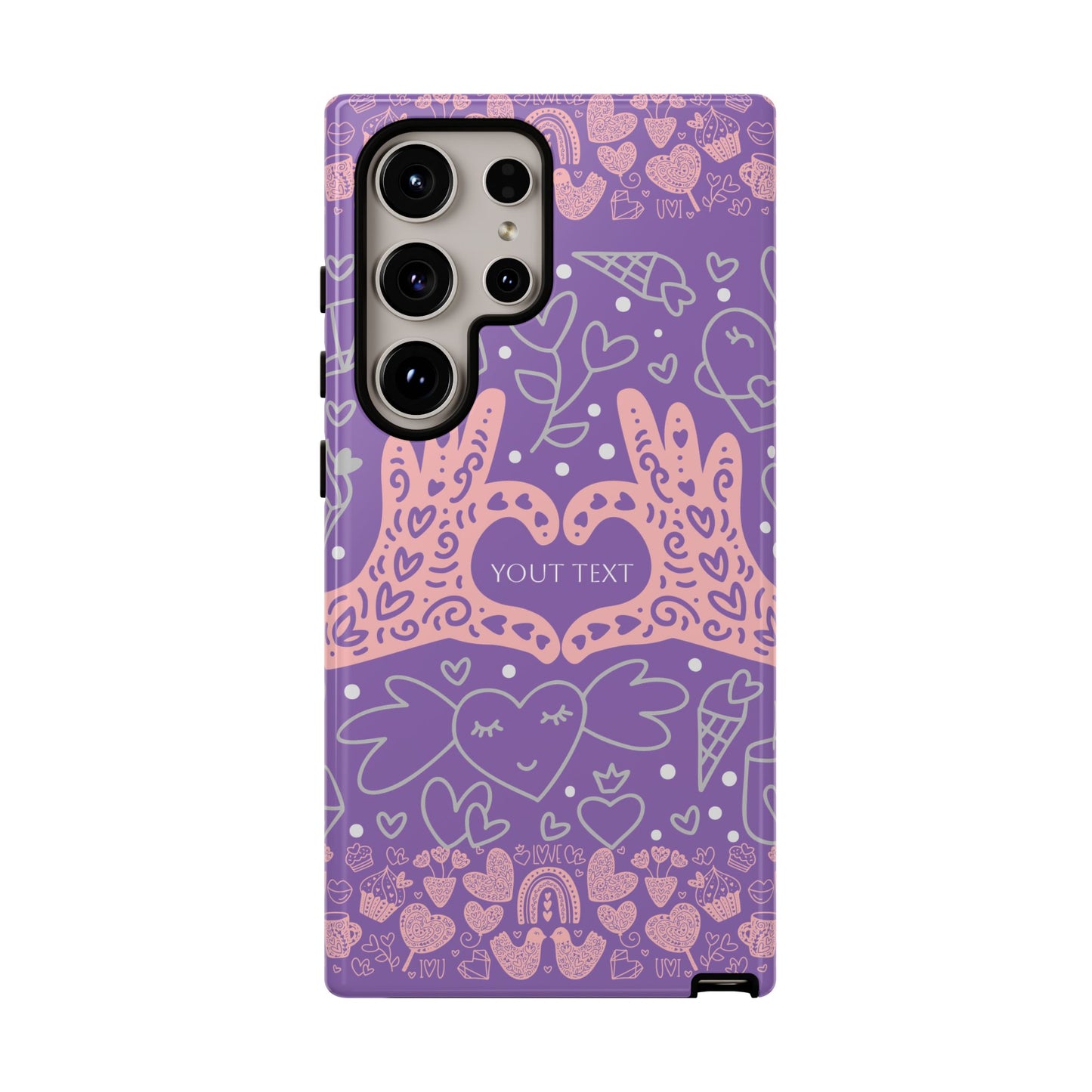 Colorful Heart Pattern Phone Case - Customizable Tough Case