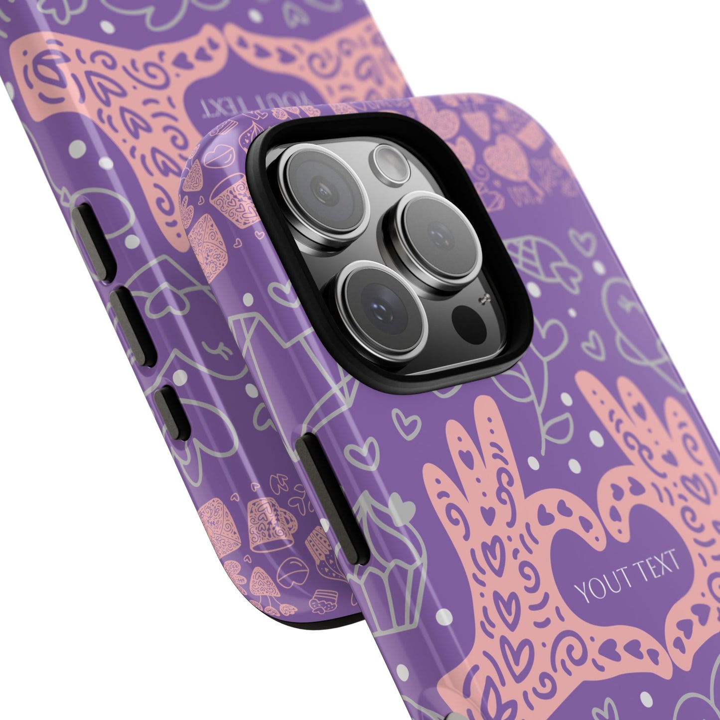 Colorful Heart Pattern Phone Case - Customizable Tough Case
