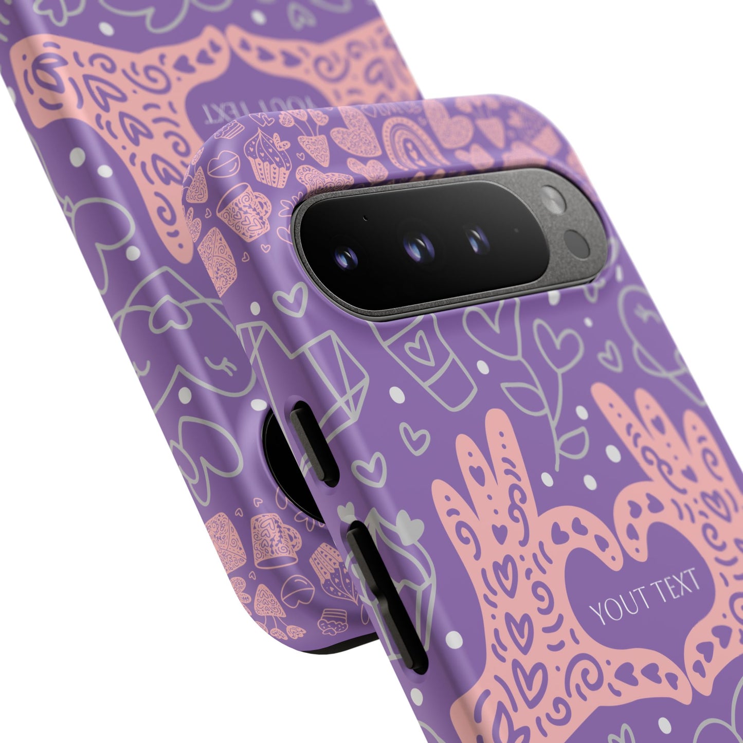 Colorful Heart Pattern Phone Case - Customizable Tough Case