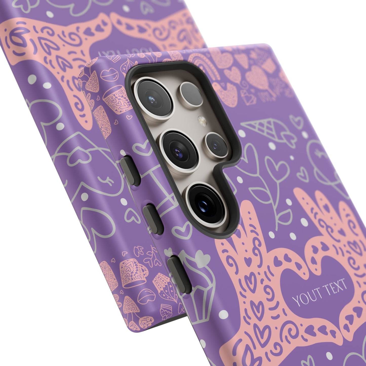Colorful Heart Pattern Phone Case - Customizable Tough Case