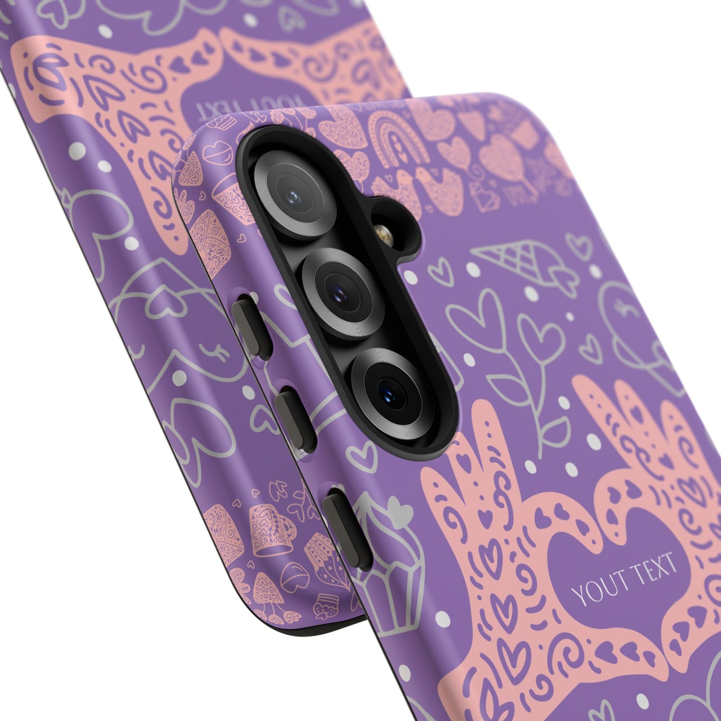 Colorful Heart Pattern Phone Case - Customizable Tough Case