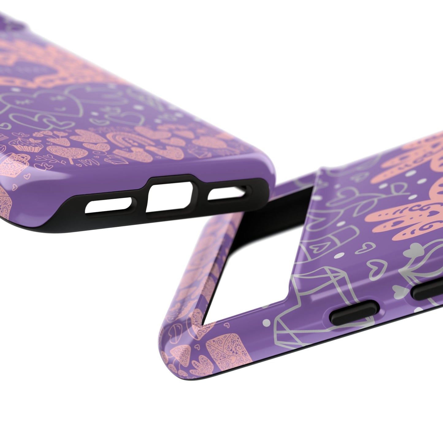Colorful Heart Pattern Phone Case - Customizable Tough Case