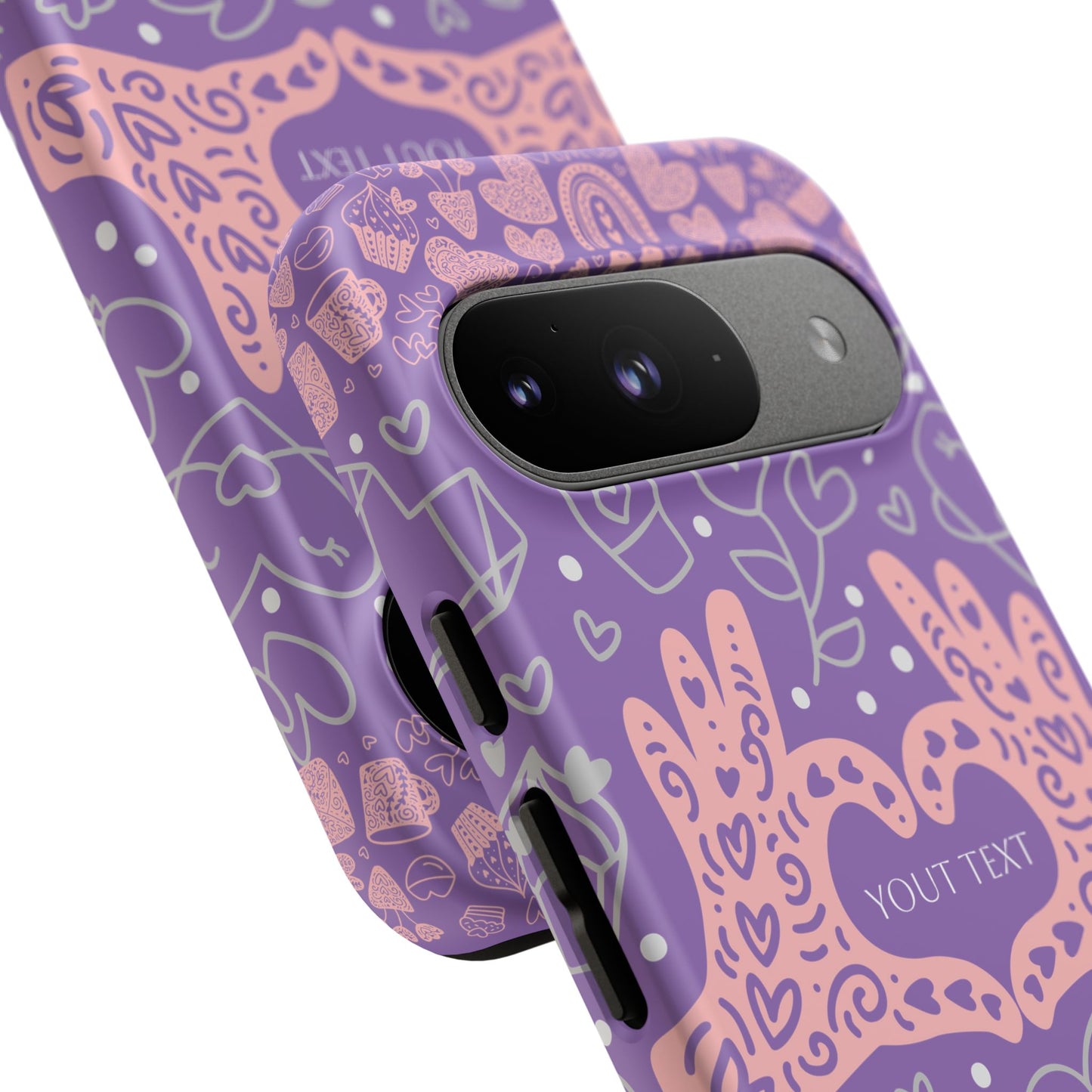 Colorful Heart Pattern Phone Case - Customizable Tough Case