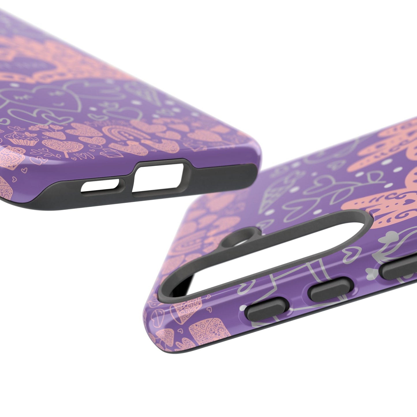 Colorful Heart Pattern Phone Case - Customizable Tough Case
