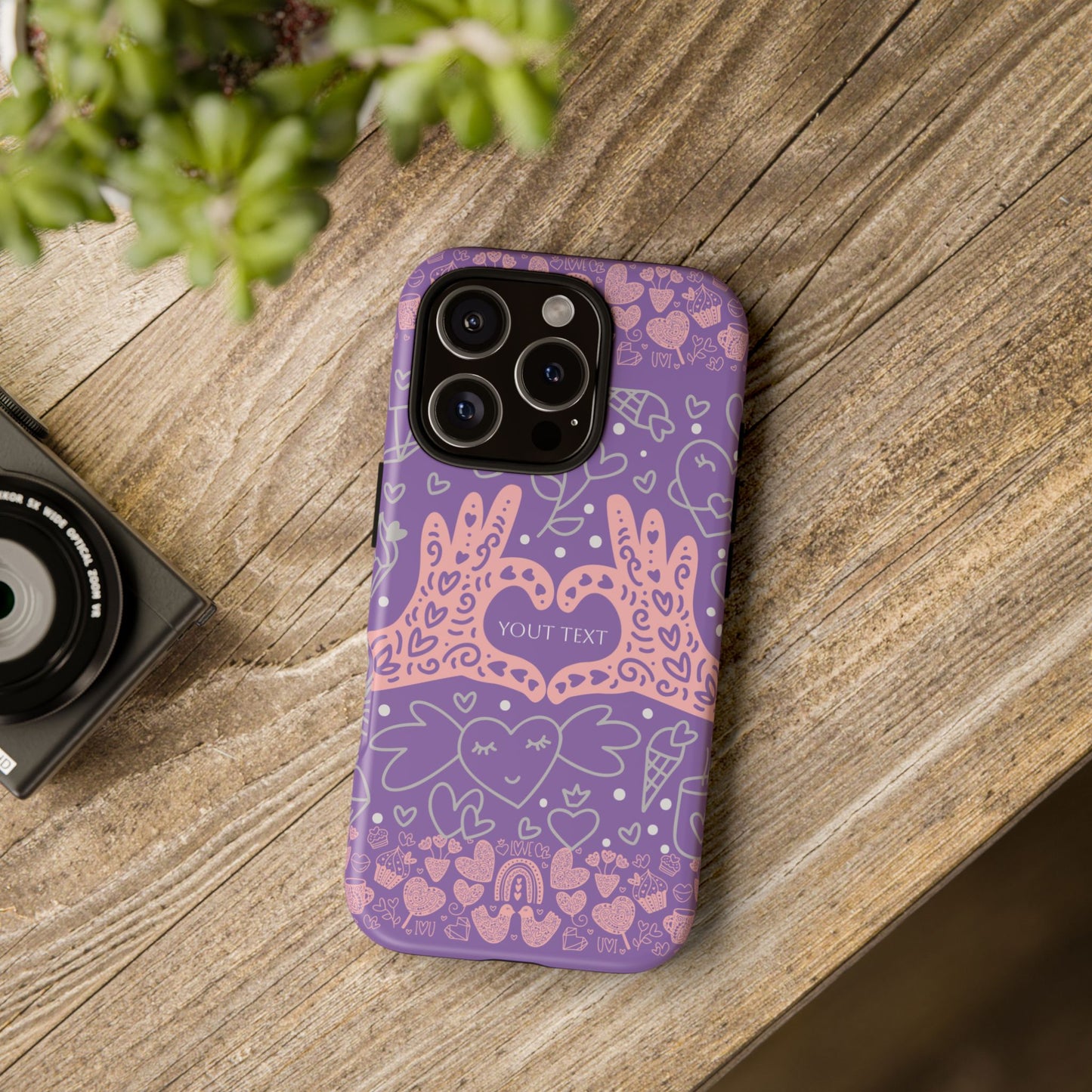 Colorful Heart Pattern Phone Case - Customizable Tough Case