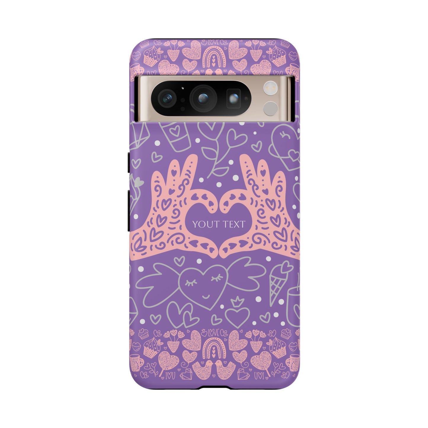 Colorful Heart Pattern Phone Case - Customizable Tough Case
