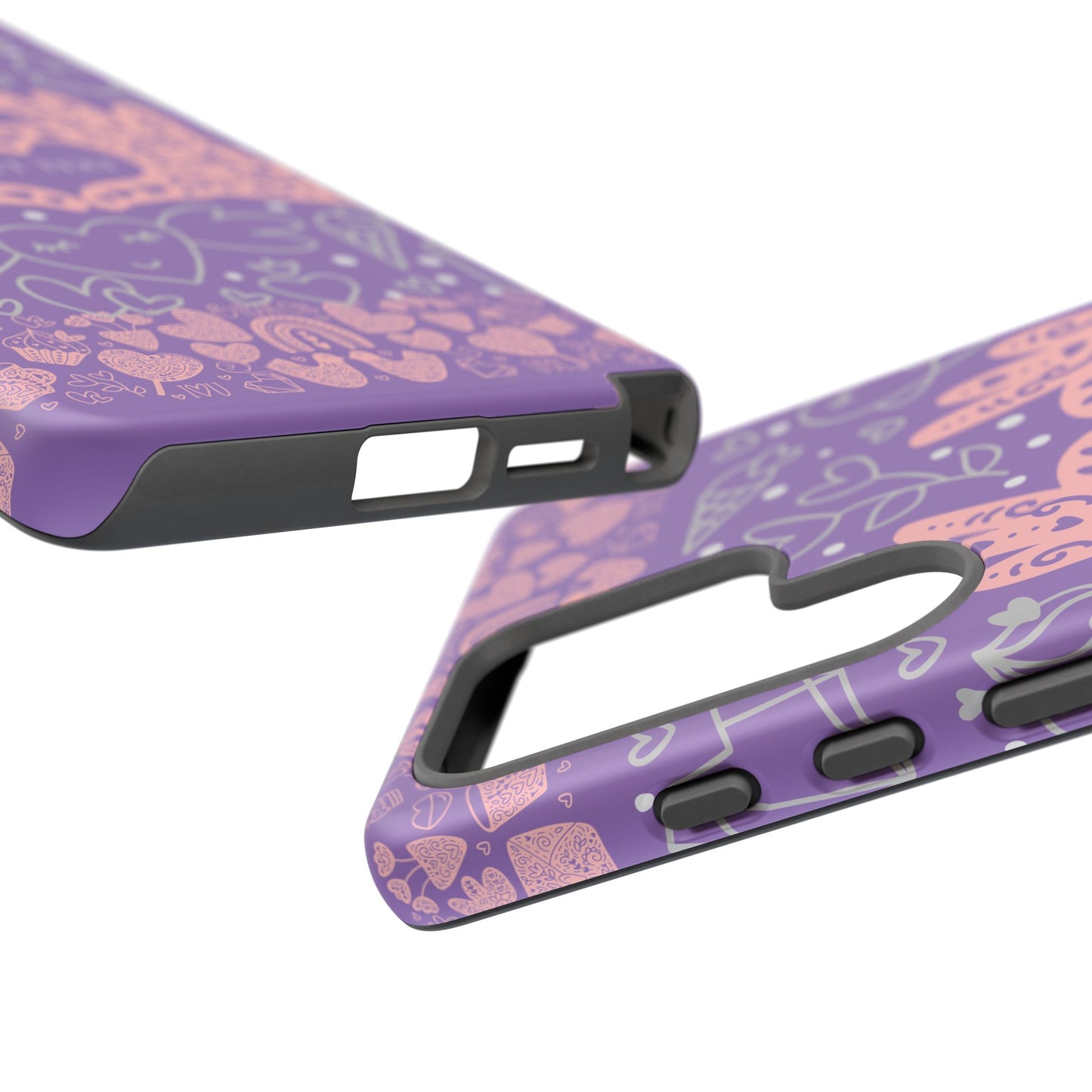 Colorful Heart Pattern Phone Case - Customizable Tough Case
