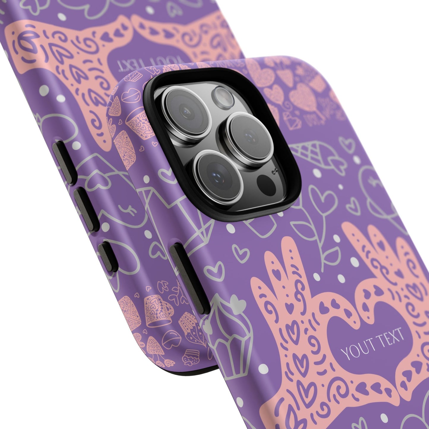 Colorful Heart Pattern Phone Case - Customizable Tough Case