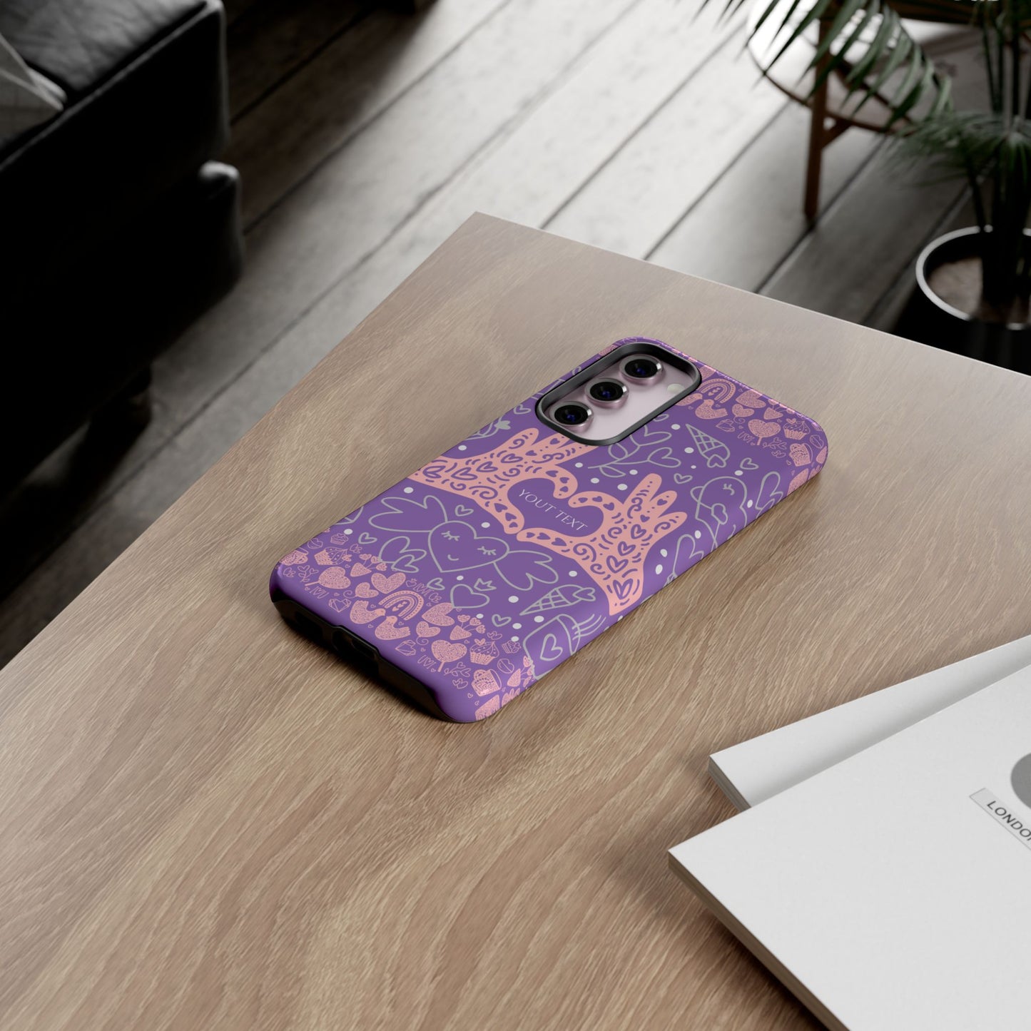 Colorful Heart Pattern Phone Case - Customizable Tough Case