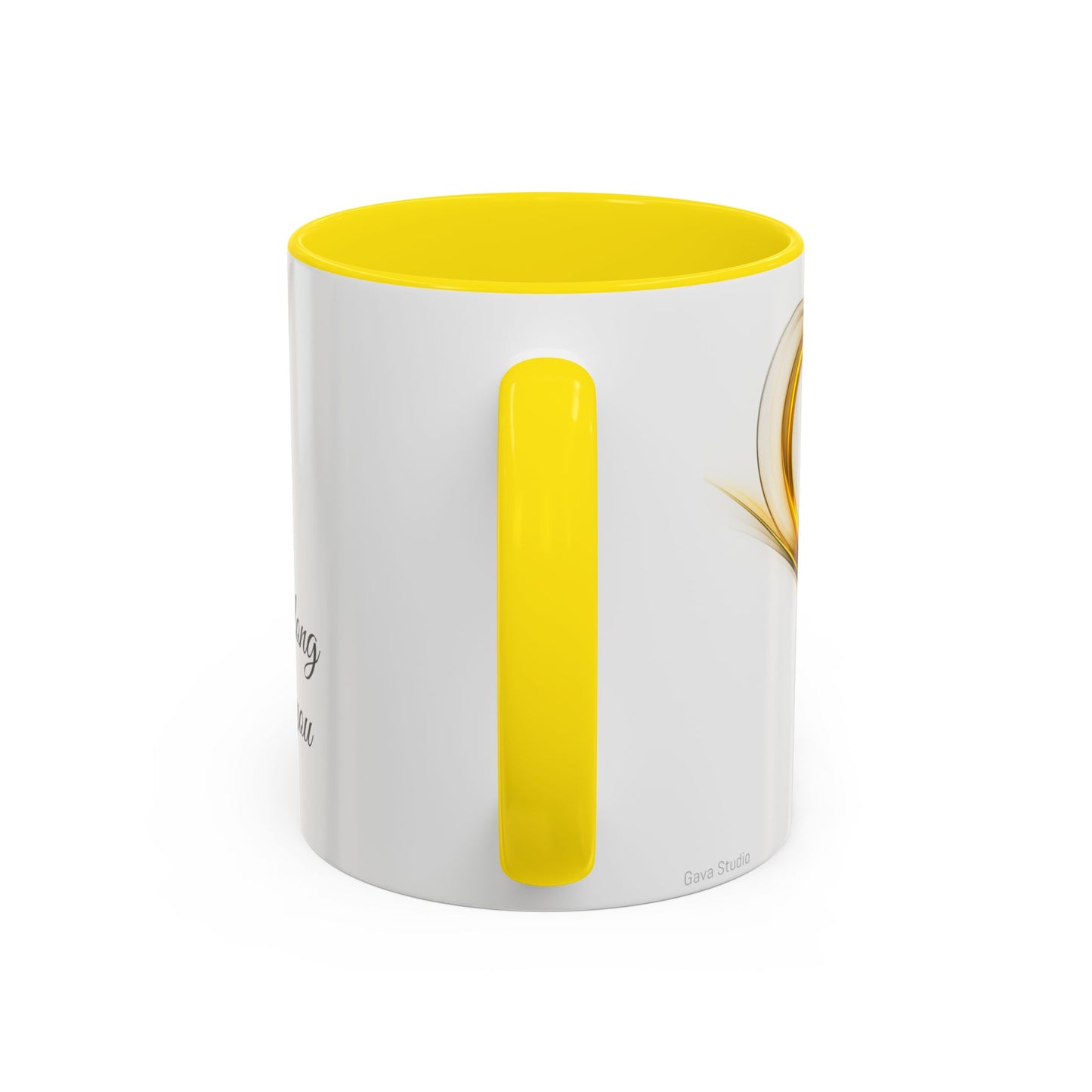 Coffee Mug - Modern Abstract Golden Heart Design - Romantic Gift for Love One