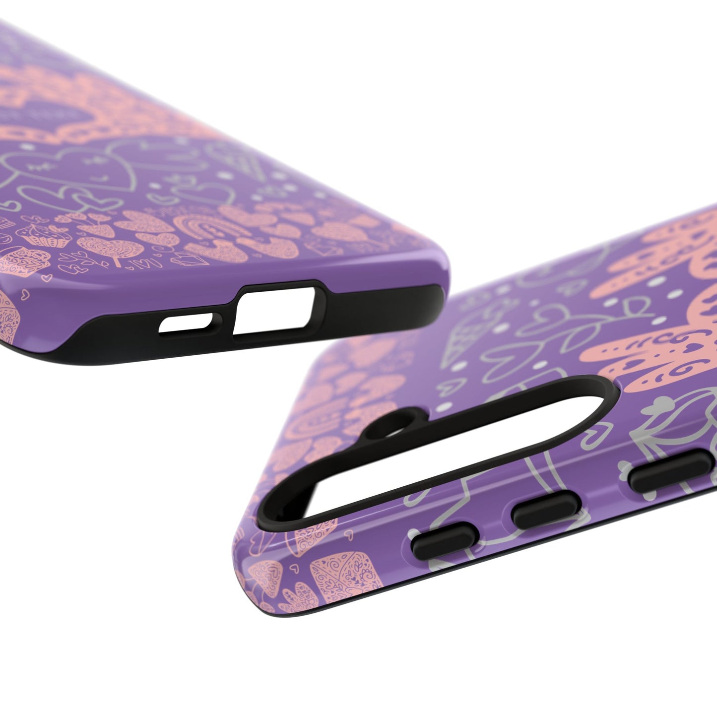 Colorful Heart Pattern Phone Case - Customizable Tough Case