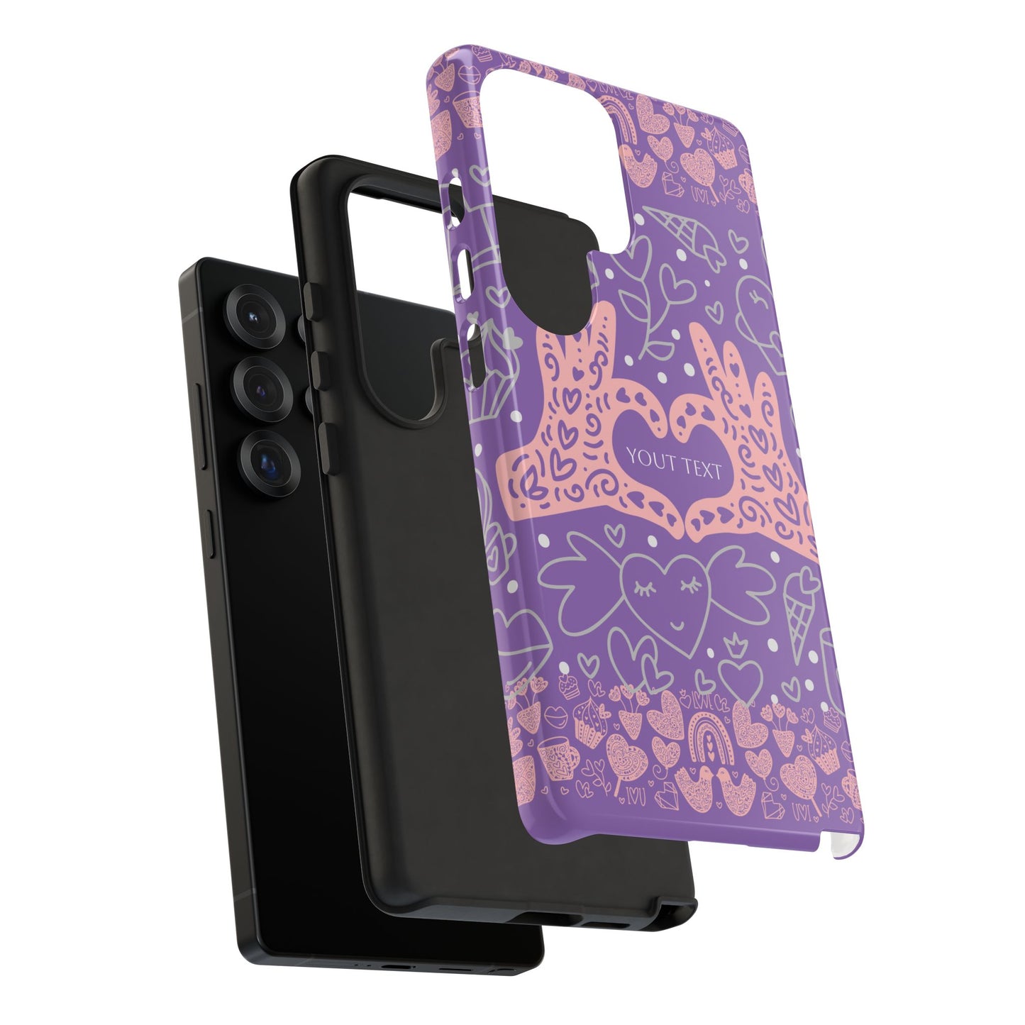 Colorful Heart Pattern Phone Case - Customizable Tough Case