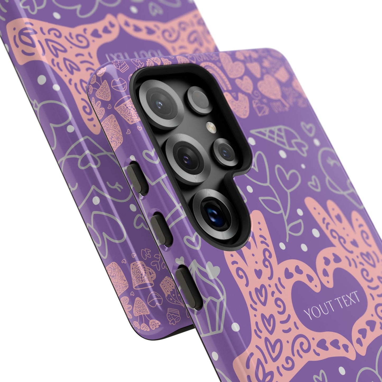 Colorful Heart Pattern Phone Case - Customizable Tough Case
