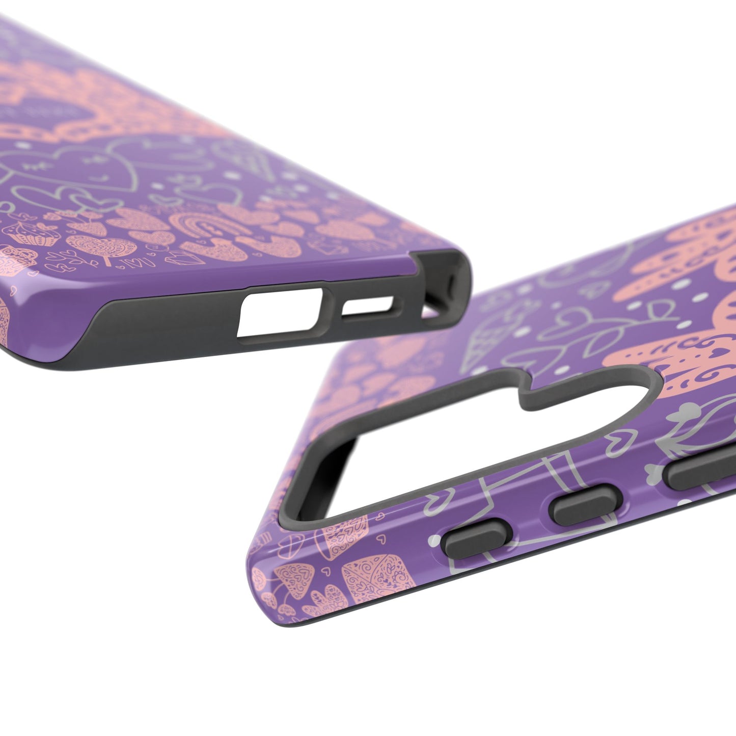 Colorful Heart Pattern Phone Case - Customizable Tough Case