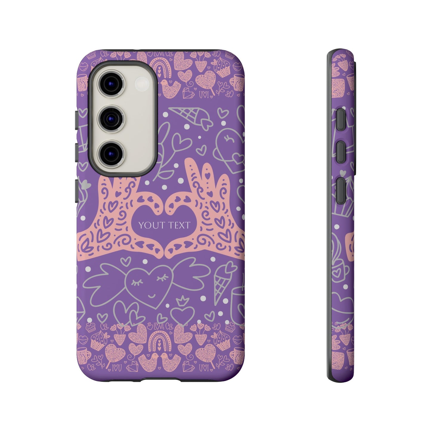 Colorful Heart Pattern Phone Case - Customizable Tough Case