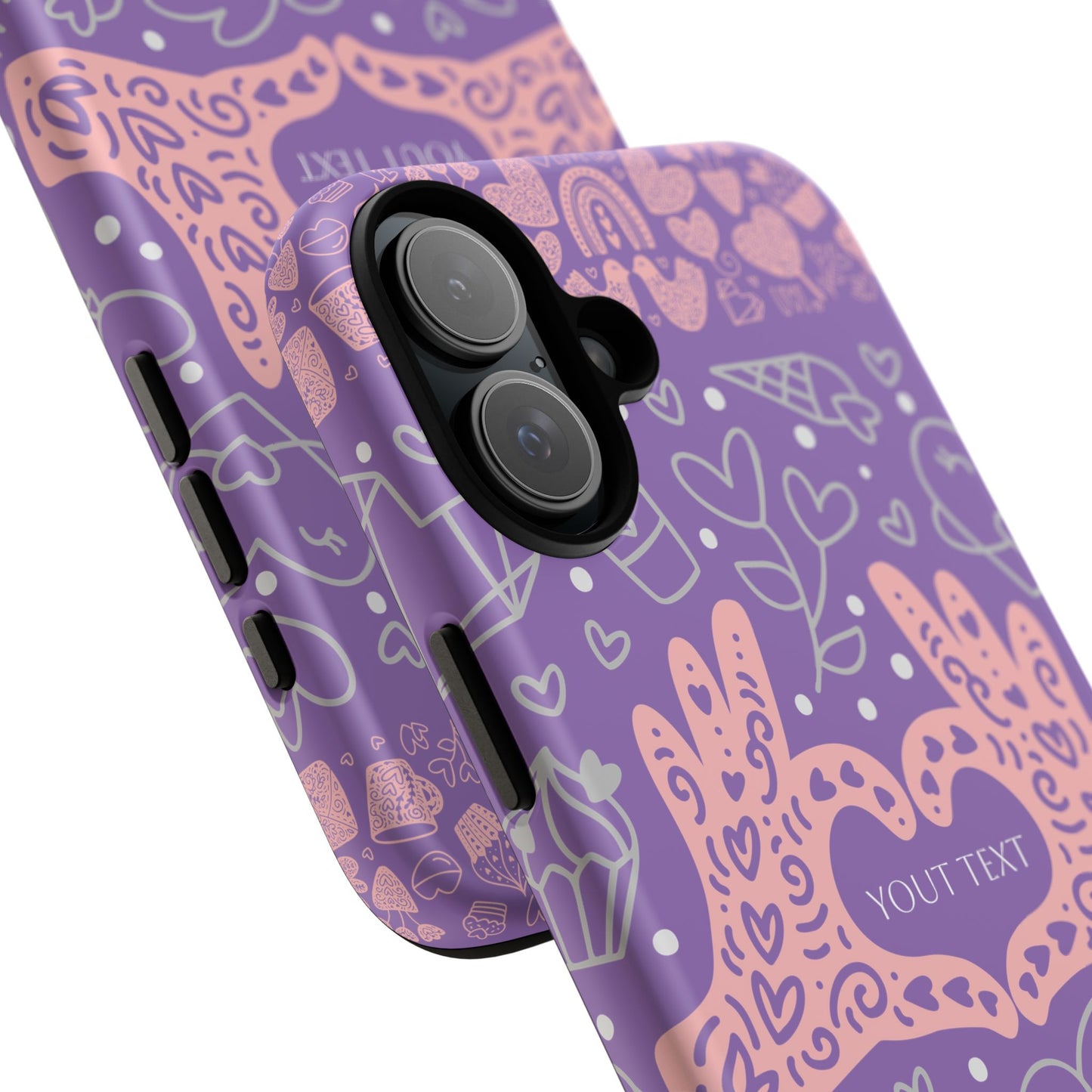 Colorful Heart Pattern Phone Case - Customizable Tough Case