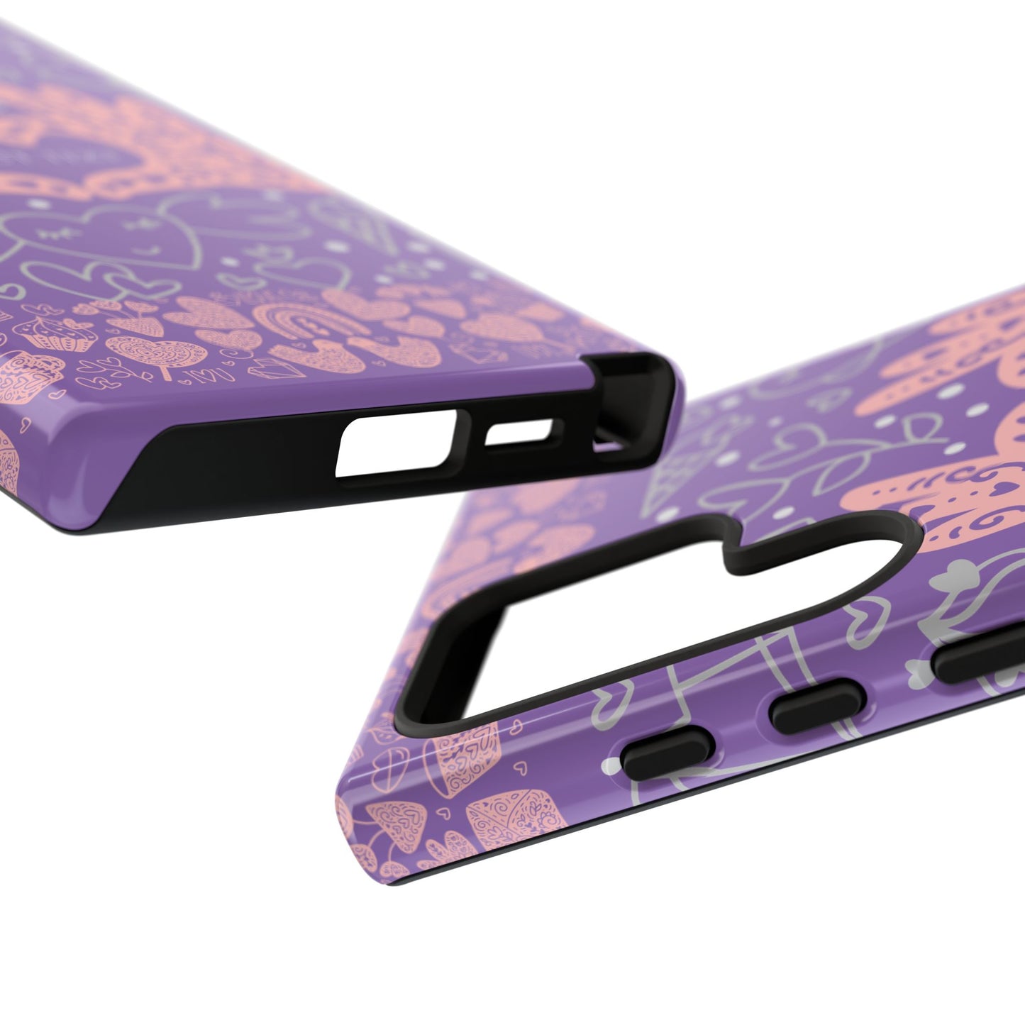 Colorful Heart Pattern Phone Case - Customizable Tough Case