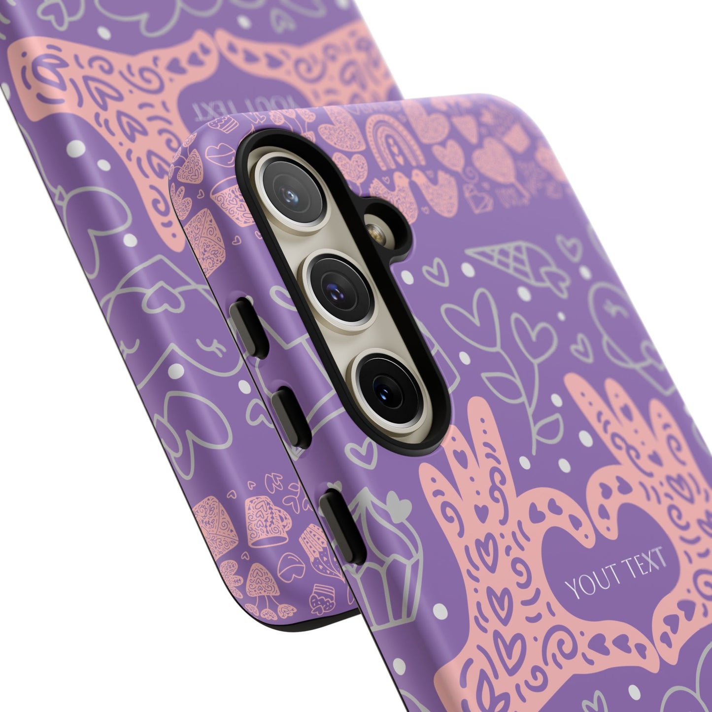 Colorful Heart Pattern Phone Case - Customizable Tough Case