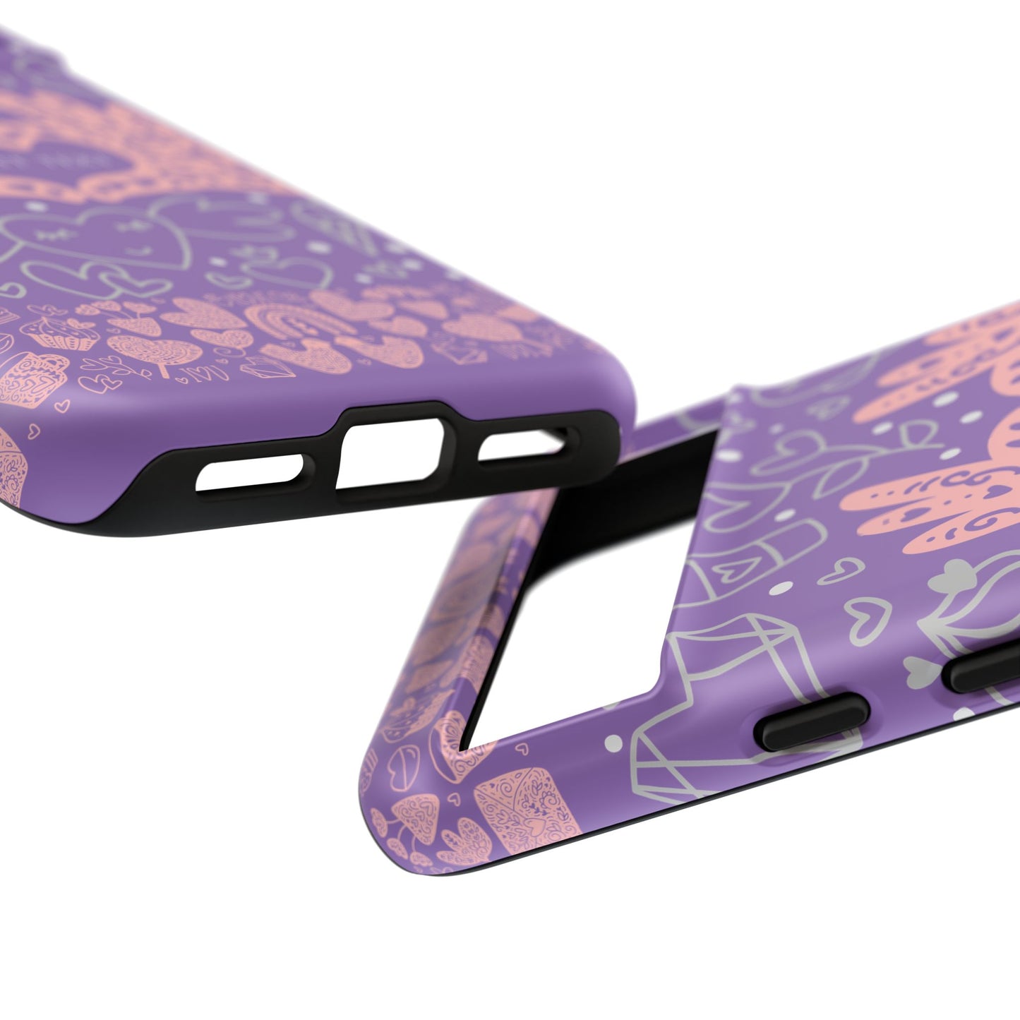 Colorful Heart Pattern Phone Case - Customizable Tough Case