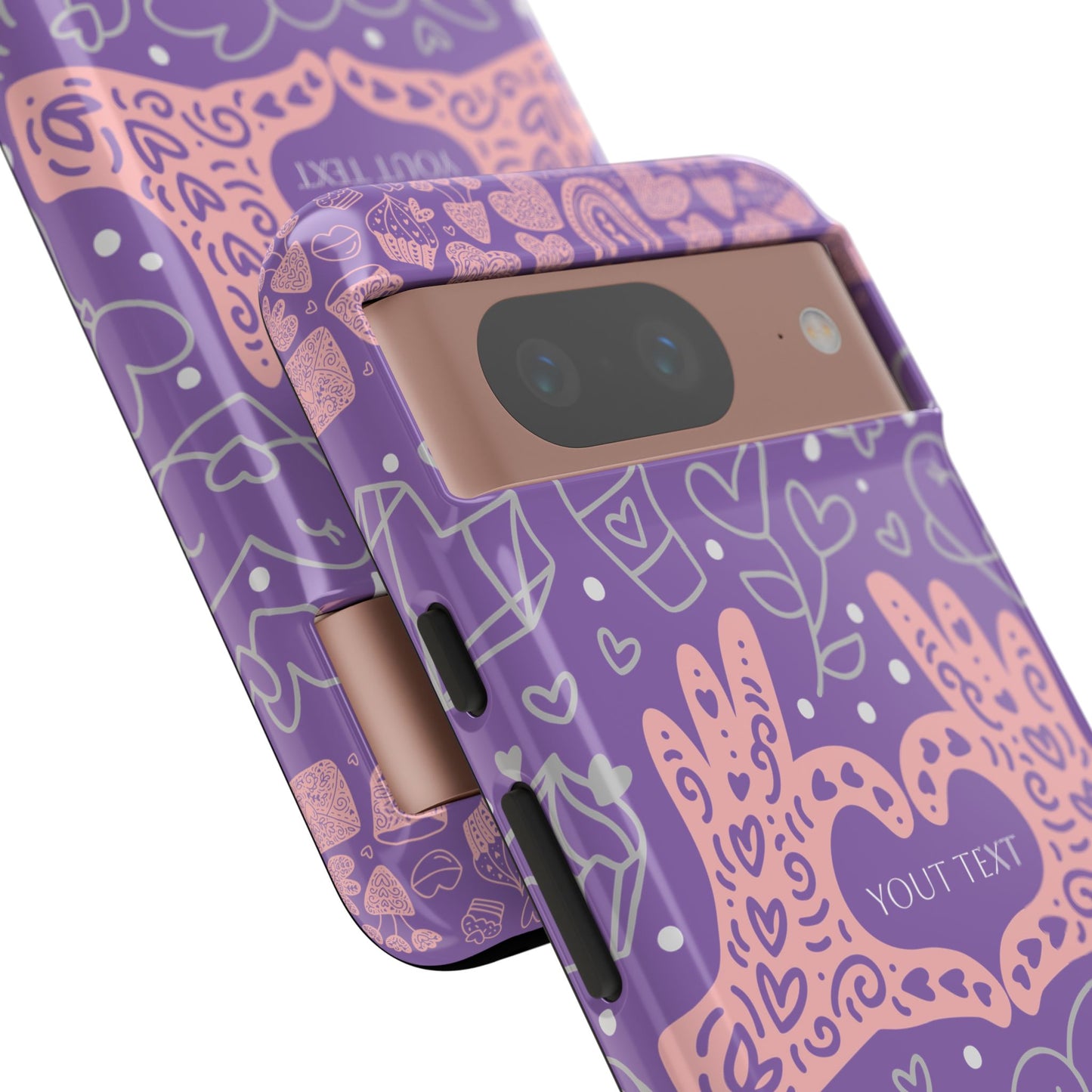 Colorful Heart Pattern Phone Case - Customizable Tough Case
