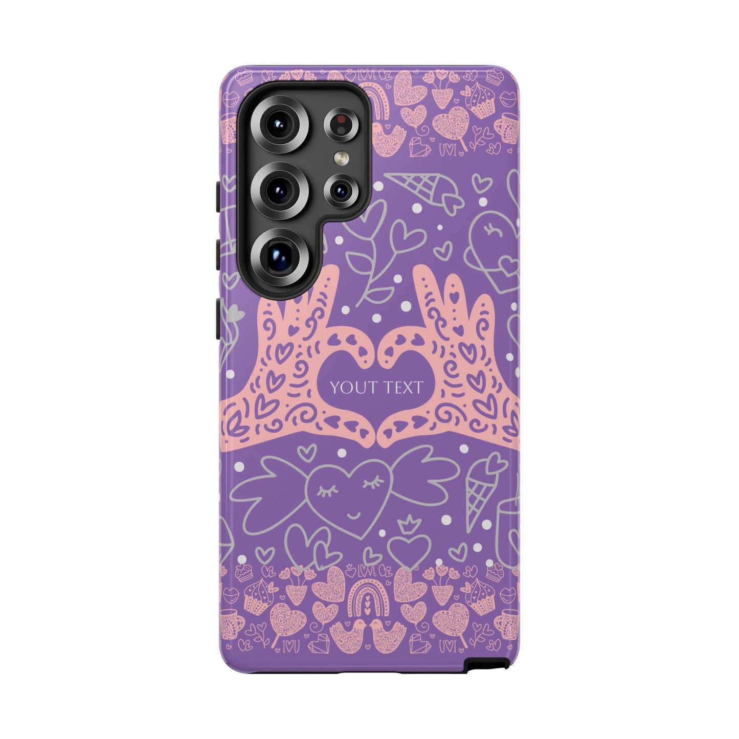Colorful Heart Pattern Phone Case - Customizable Tough Case