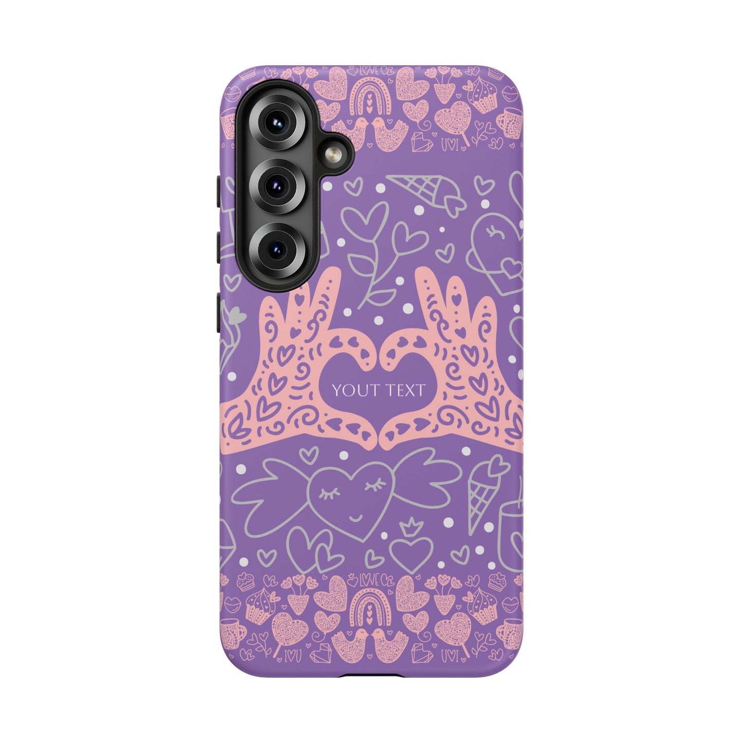 Colorful Heart Pattern Phone Case - Customizable Tough Case
