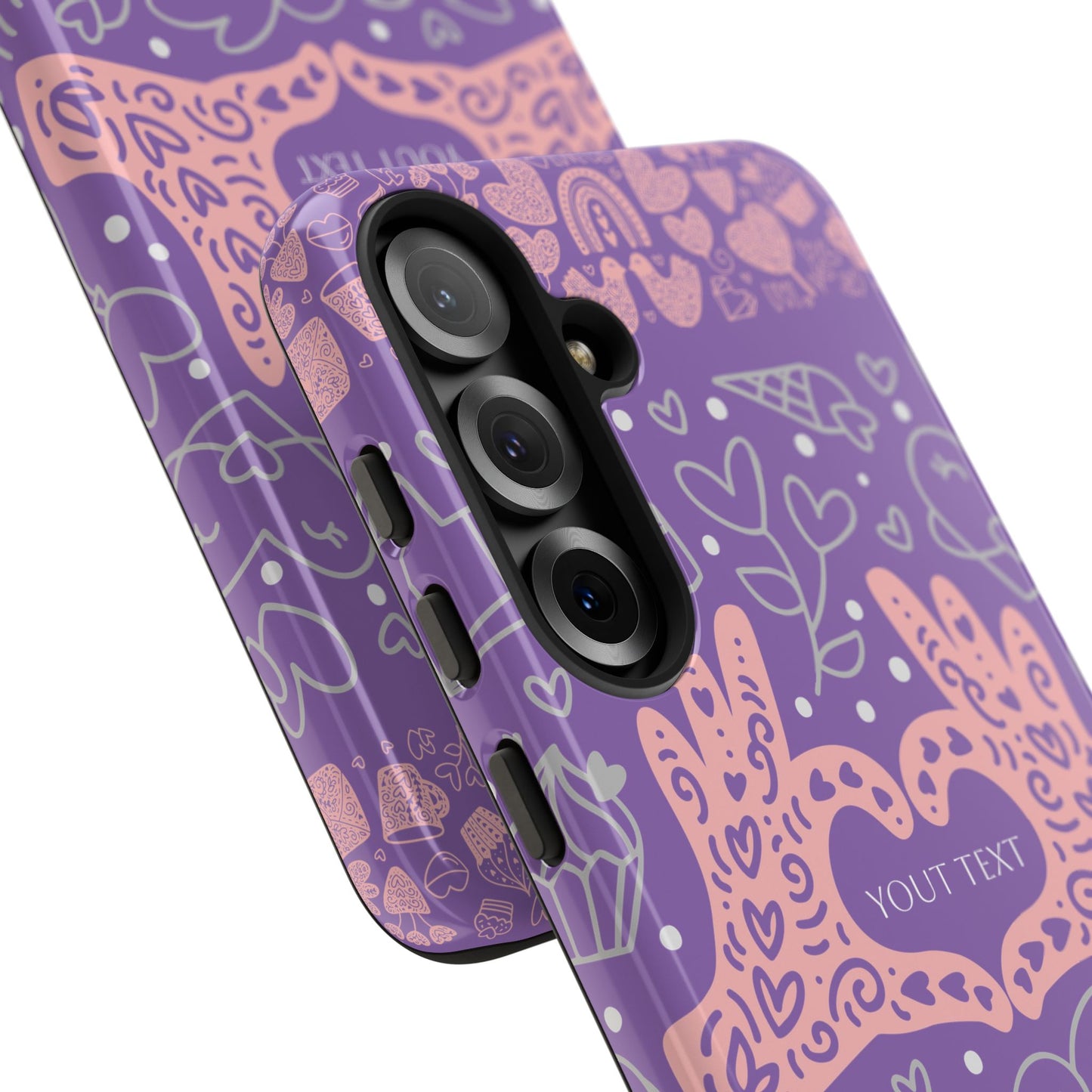 Colorful Heart Pattern Phone Case - Customizable Tough Case