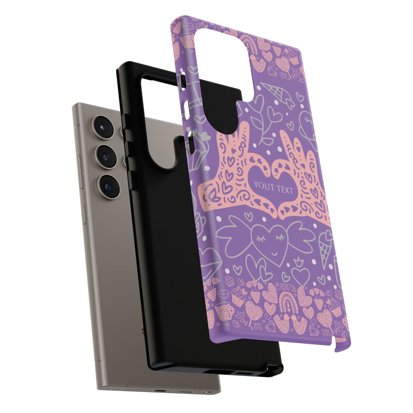 Colorful Heart Pattern Phone Case - Customizable Tough Case