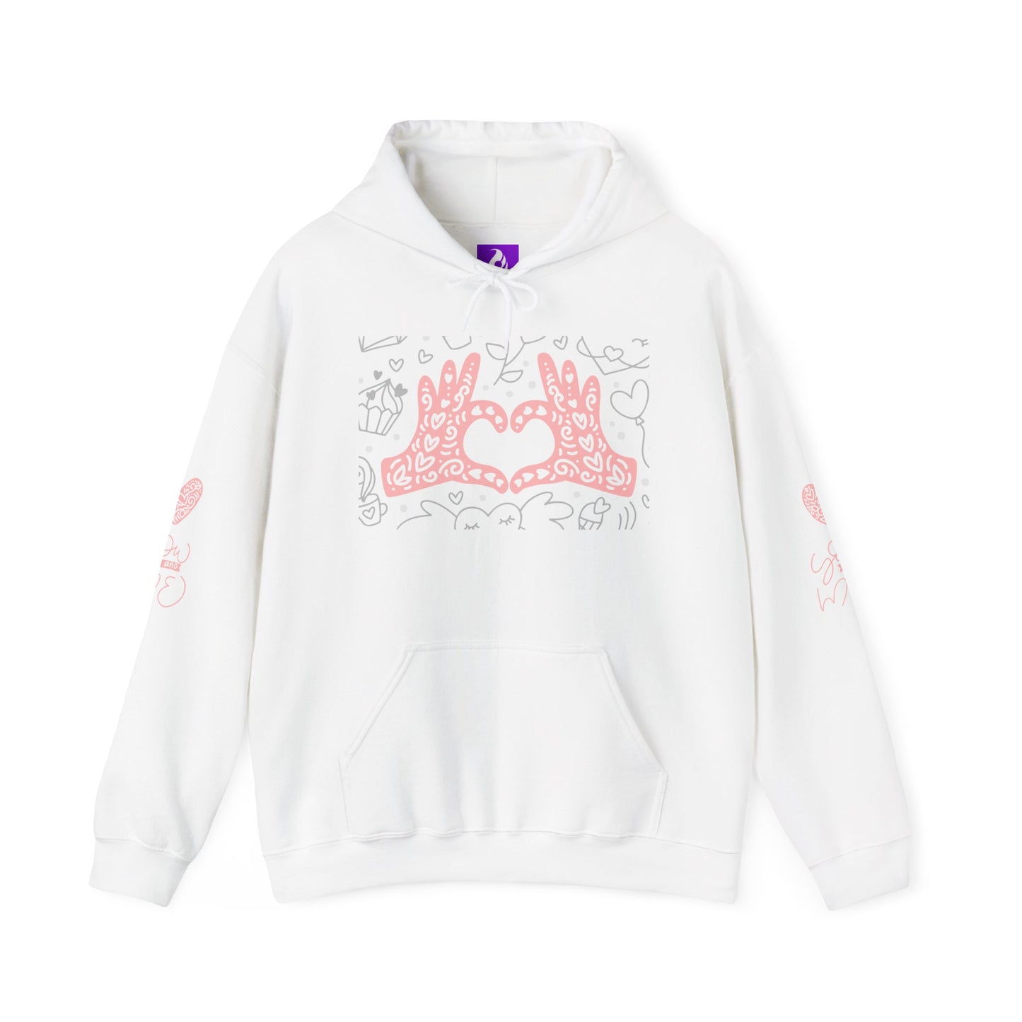 Love Hands Unisex Hooded Sweatshirt - Cozy & Cute for Couples and Friends