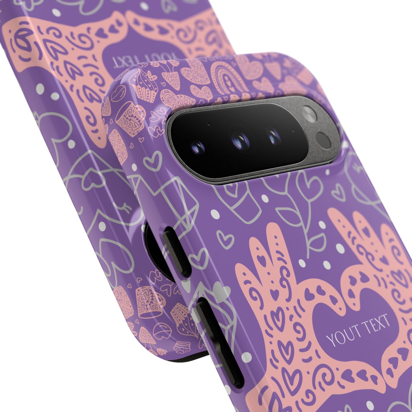 Colorful Heart Pattern Phone Case - Customizable Tough Case