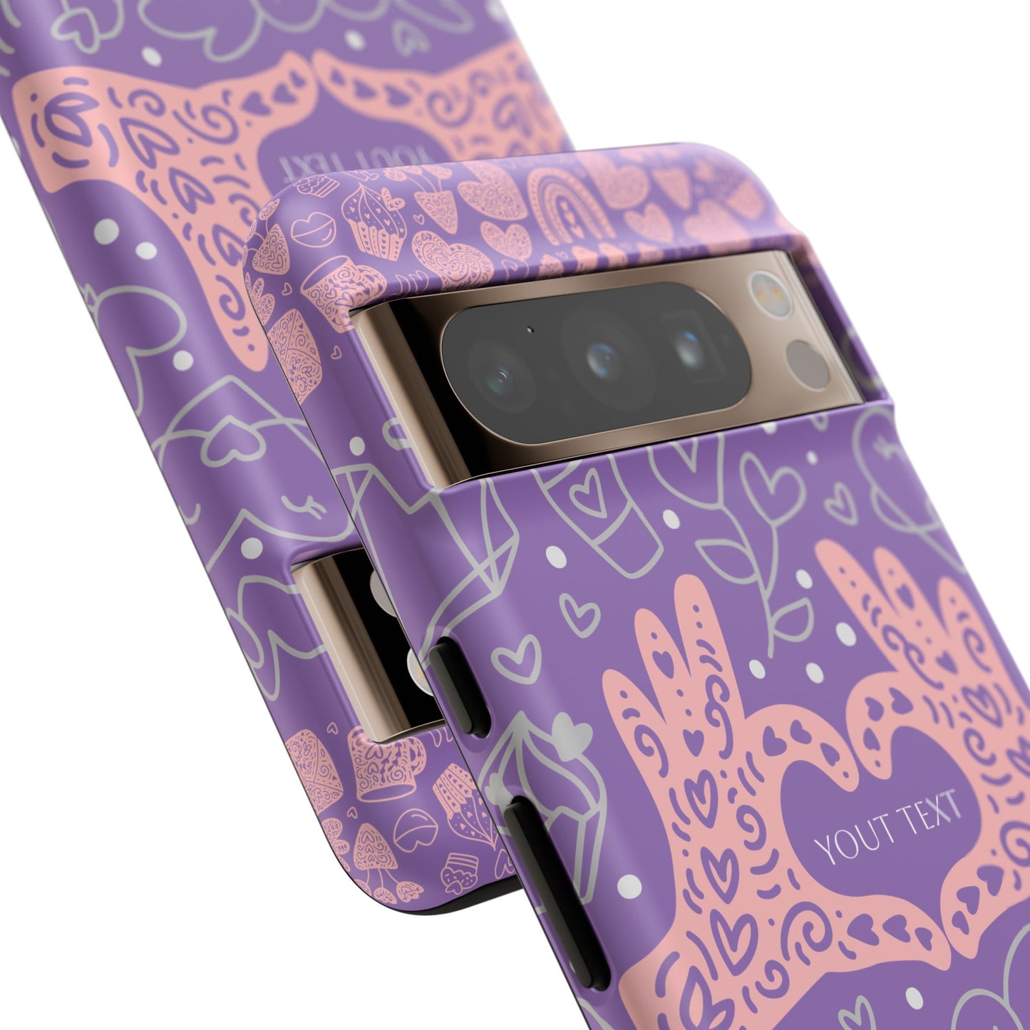 Colorful Heart Pattern Phone Case - Customizable Tough Case