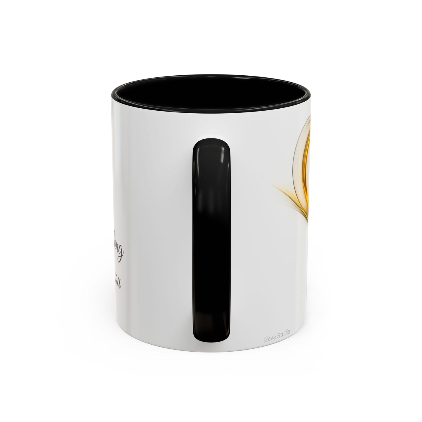 Coffee Mug - Modern Abstract Golden Heart Design - Romantic Gift for Love One