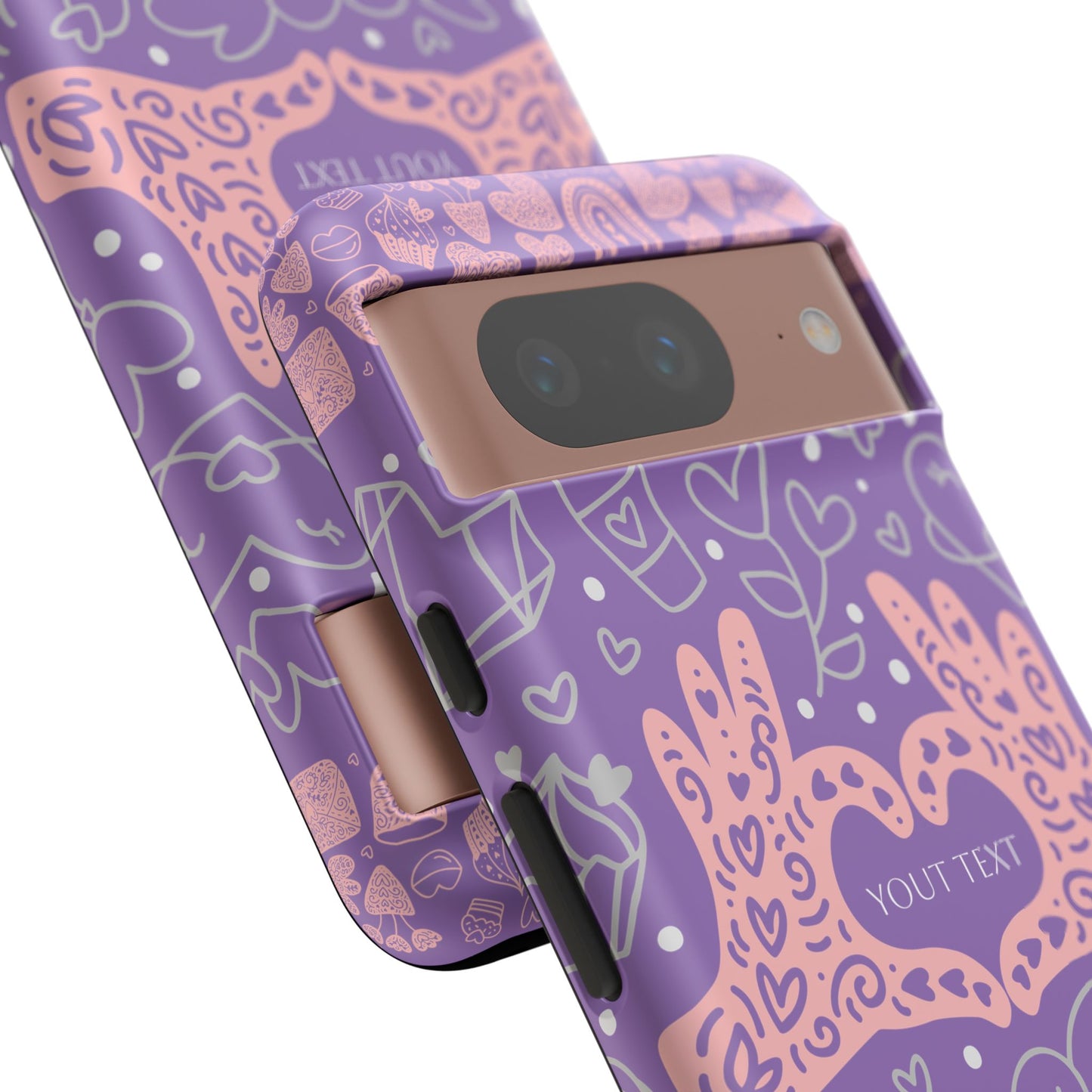 Colorful Heart Pattern Phone Case - Customizable Tough Case
