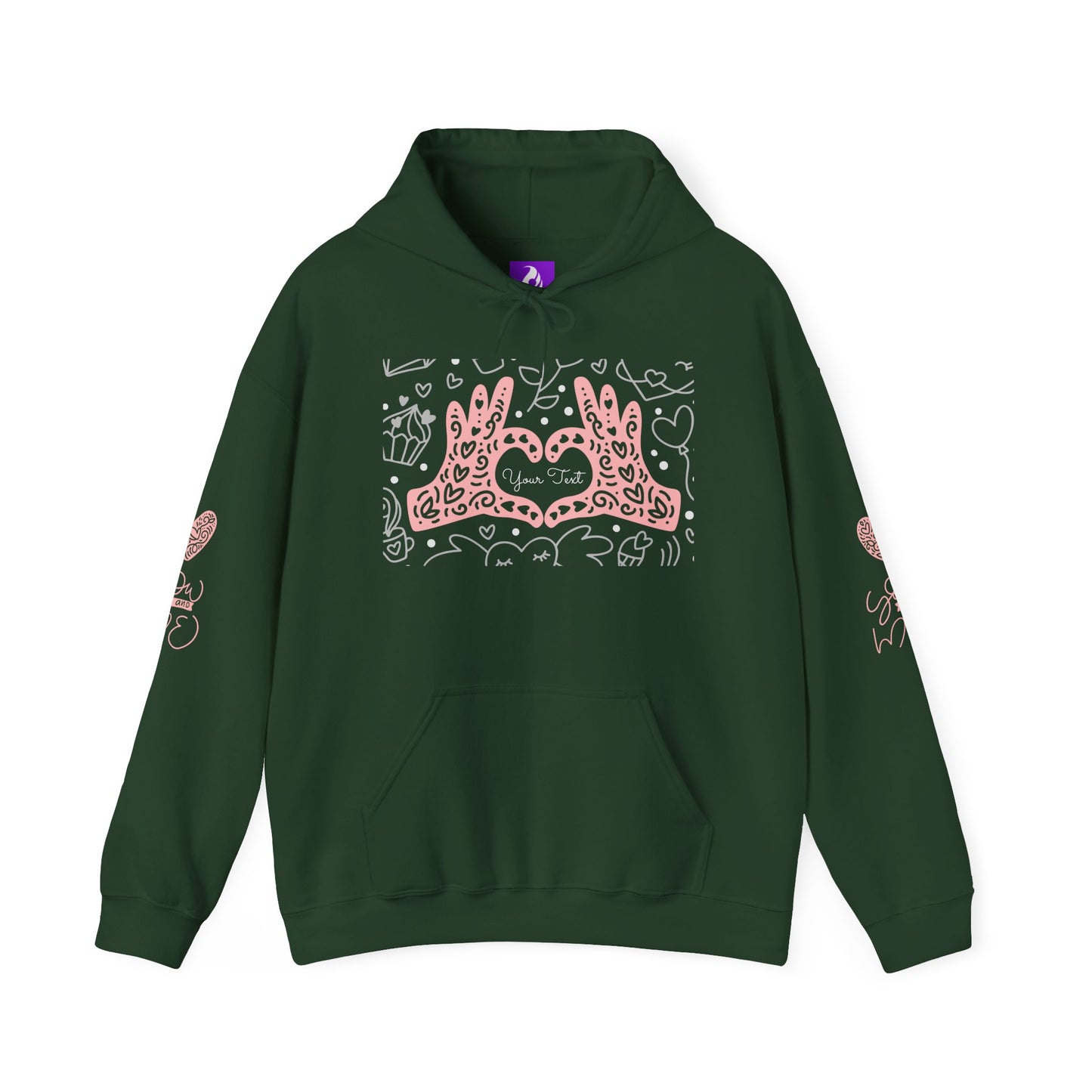 Love Hands Unisex Hooded Sweatshirt - Cozy & Cute for Couples and Friends