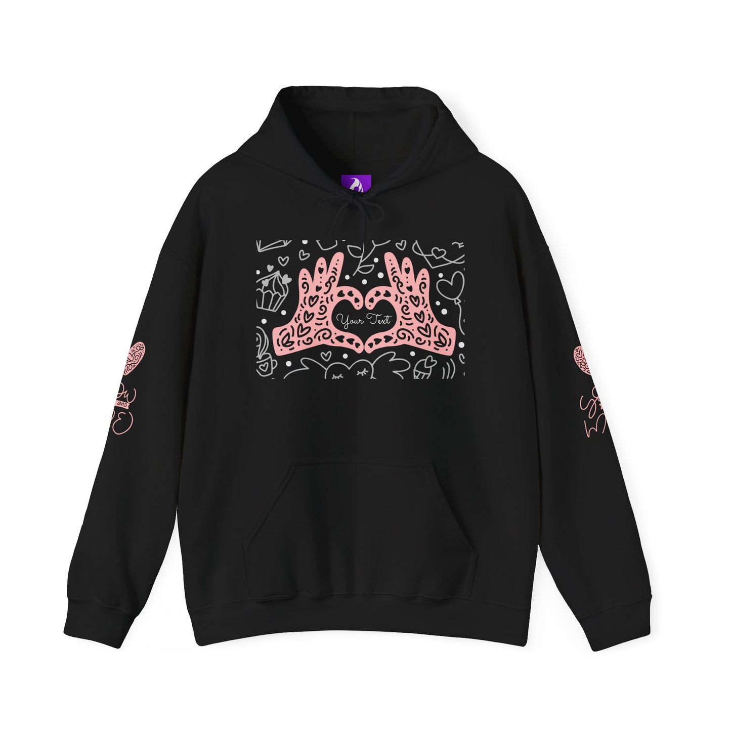 Love Hands Unisex Hooded Sweatshirt - Cozy & Cute for Couples and Friends