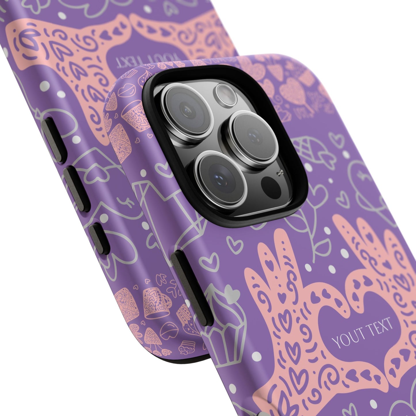 Colorful Heart Pattern Phone Case - Customizable Tough Case
