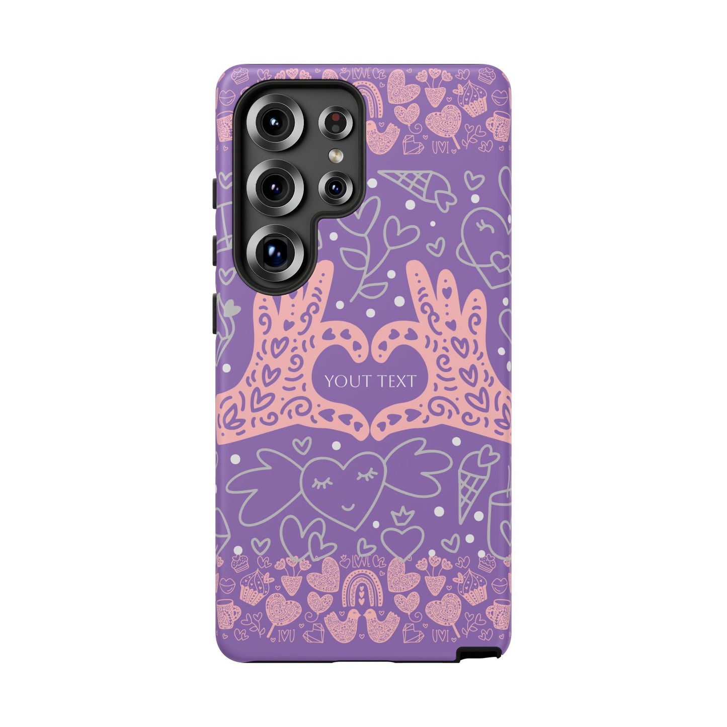 Colorful Heart Pattern Phone Case - Customizable Tough Case