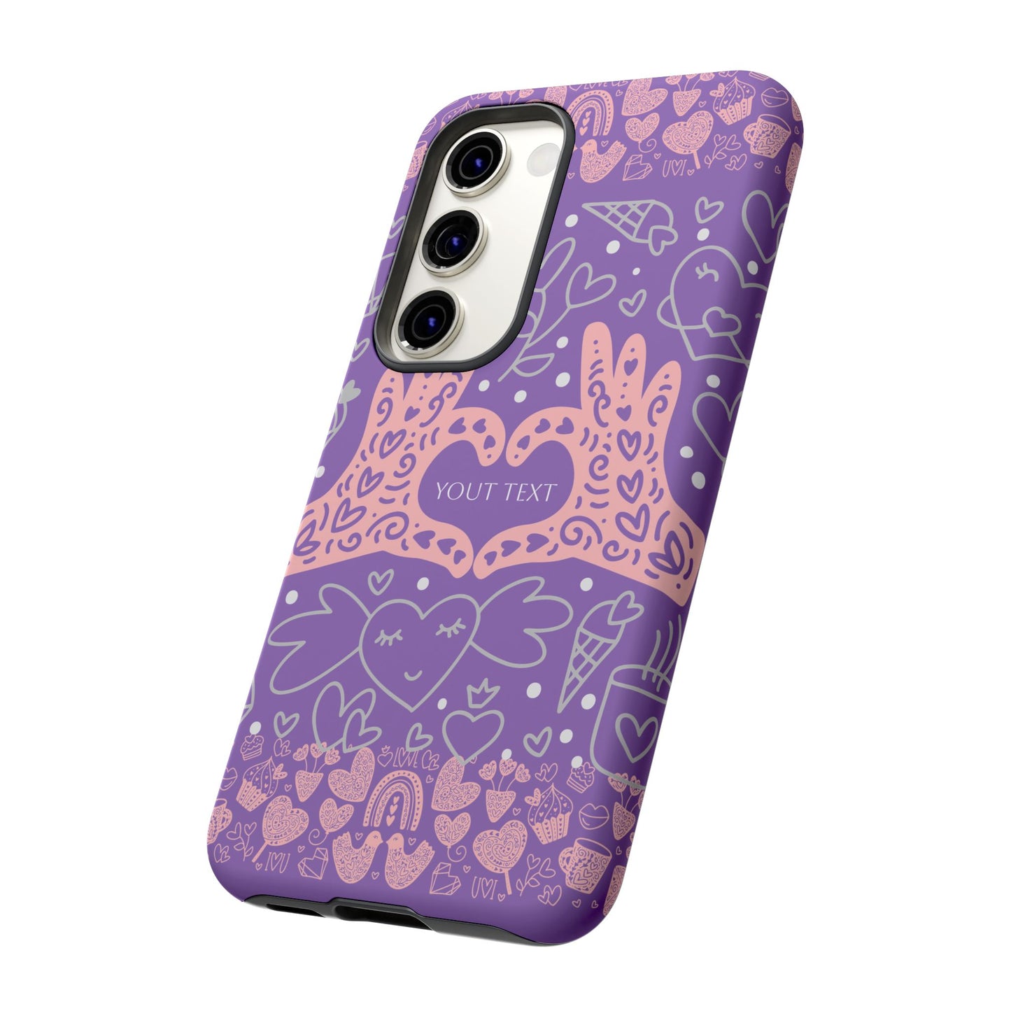 Colorful Heart Pattern Phone Case - Customizable Tough Case