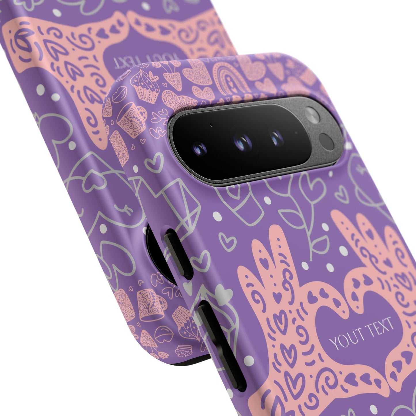 Colorful Heart Pattern Phone Case - Customizable Tough Case