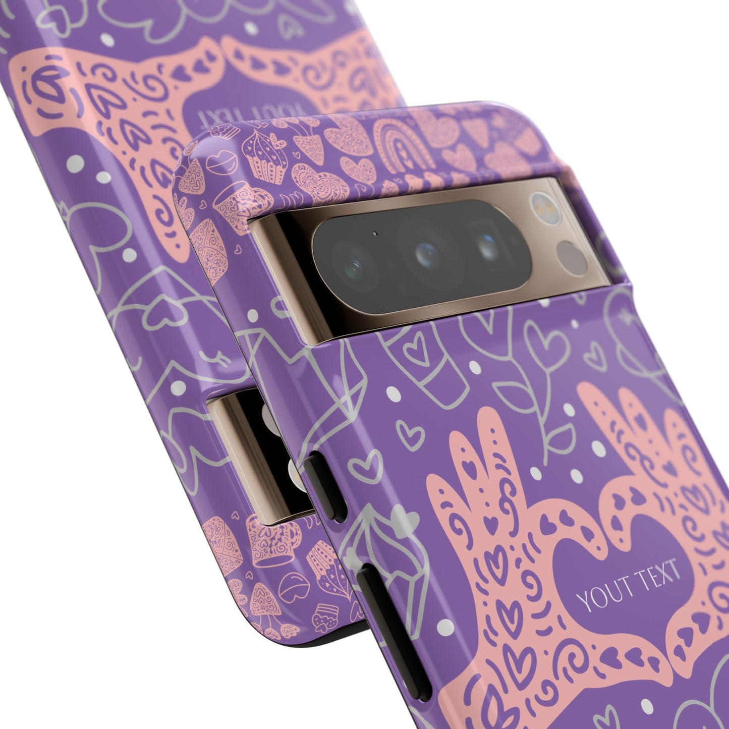 Colorful Heart Pattern Phone Case - Customizable Tough Case