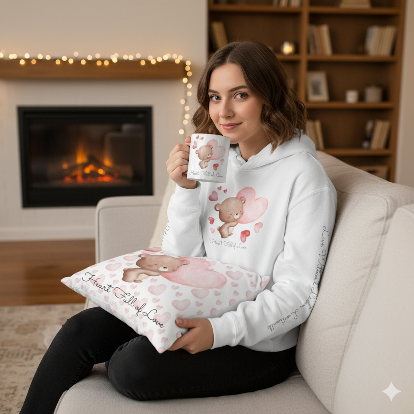 Love You Bear Coffee Mug - Cute Heart Design for Valentine's Day