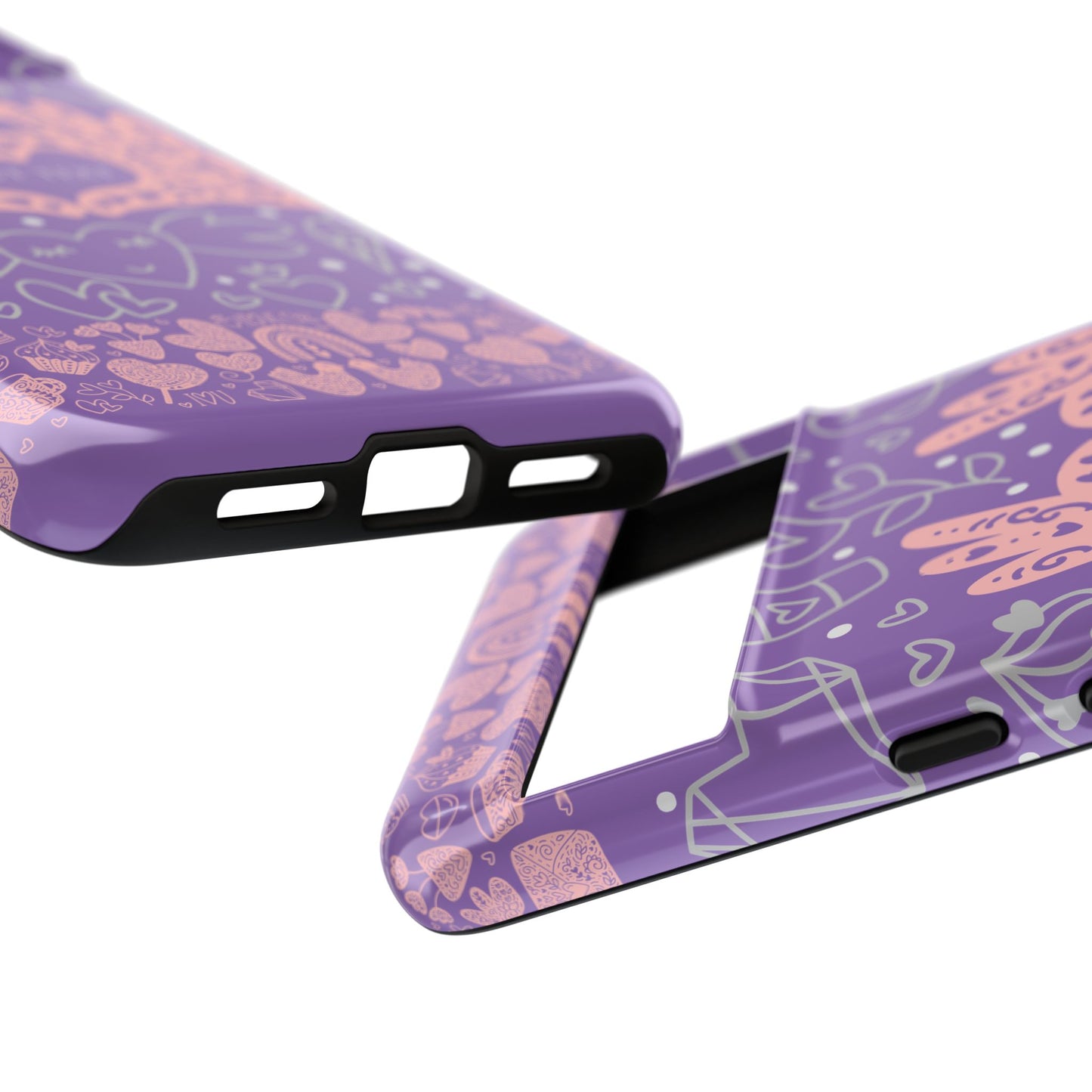 Colorful Heart Pattern Phone Case - Customizable Tough Case